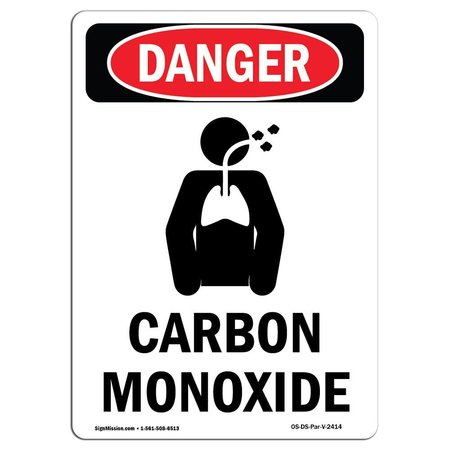 SIGNMISSION Safety Sign, OSHA Danger, 7" Height, Carbon Monoxide, Portrait OS-DS-D-57-V-2414